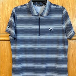 Women’s Blue and White Striped LevelWear Golf Polo Shirt